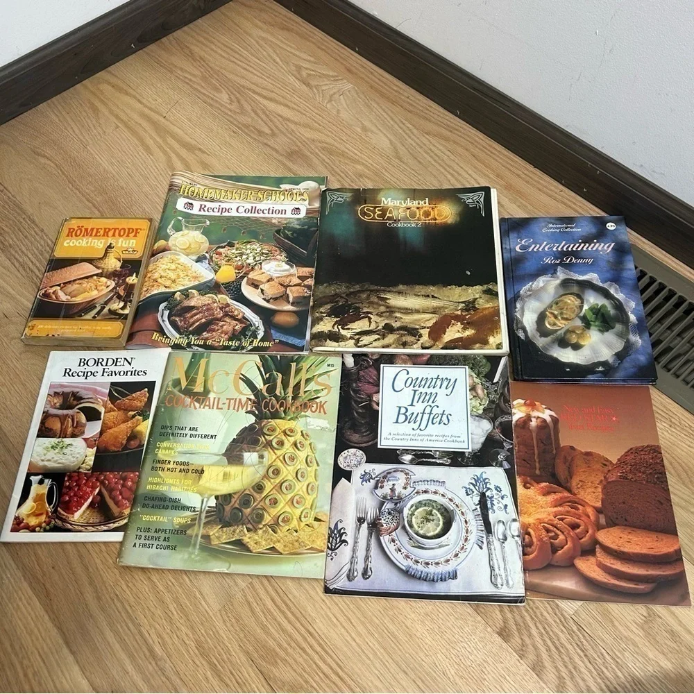 Vintage Cookbook Bundle McCall’s Cocktail Time Romertopf Borden Maryland Seafood
